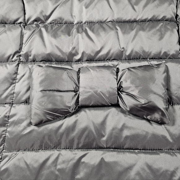 Kate Spade New York Women's Bow Back Down Coat Black Detachable Fur Hood Large - Picture 5 of 11